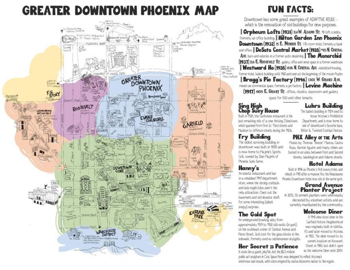 harta e në qendër të qytetit Phoenix