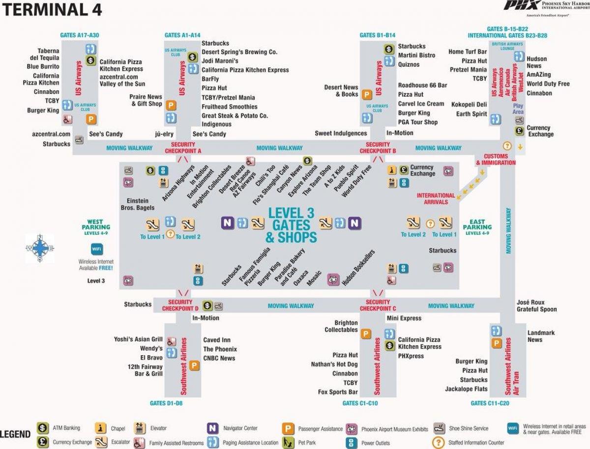 Phoenix aeroporti hartë terminal 4