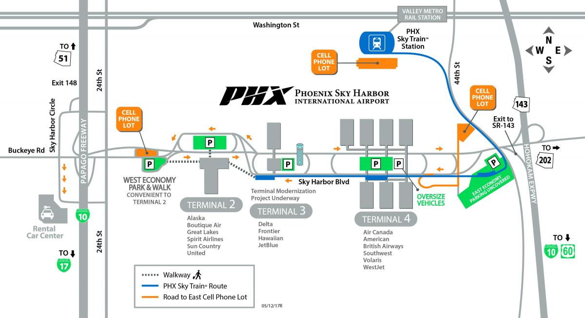 Phoenix aeroporti ndërkombëtar hartë