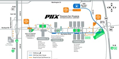 Phoenix aeroporti ndërkombëtar hartë